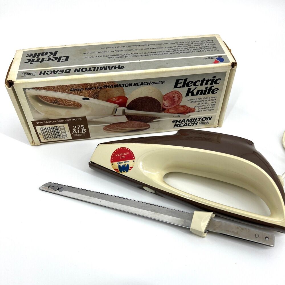 Vintage Hamilton Beach Electric Knife Carving Brown & Ivory 275 ALB